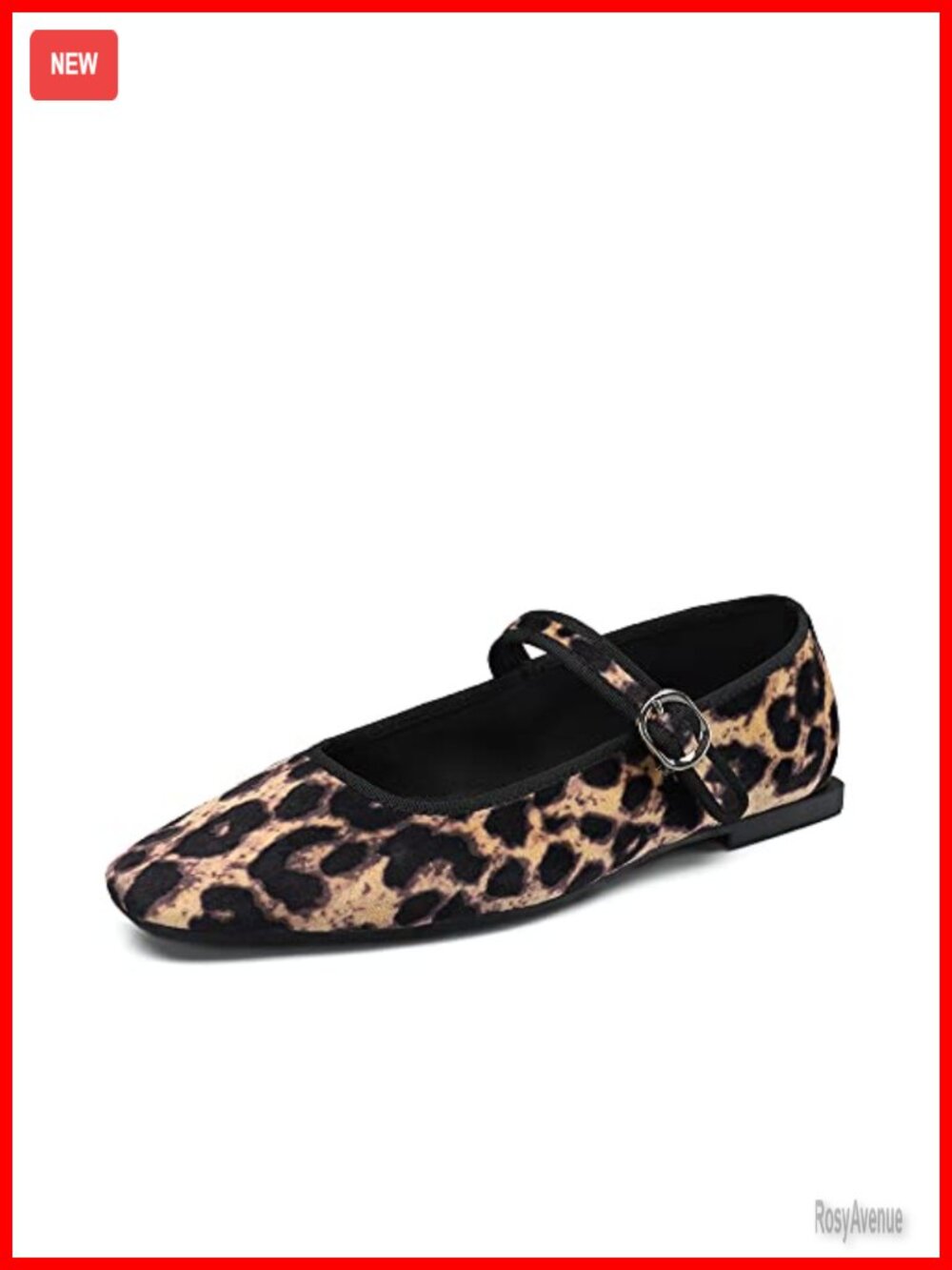 Synthetic Velvet Mary Jane Flats Square Toe Buckle Strap Non-Slip Sole